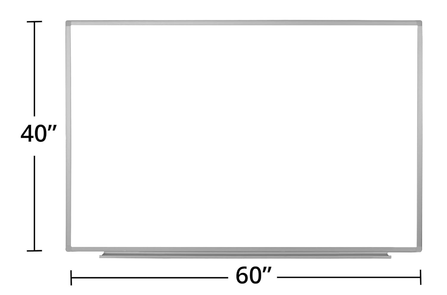 LUXOR WB6040W 60"W x 40"H Wall-Mounted Magnetic Whiteboard, Includes Mounting Brackets and Hardware