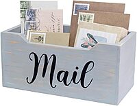 Elegant Designs Rustic Farmhouse Wooden Tabletop Mail Organizer Box