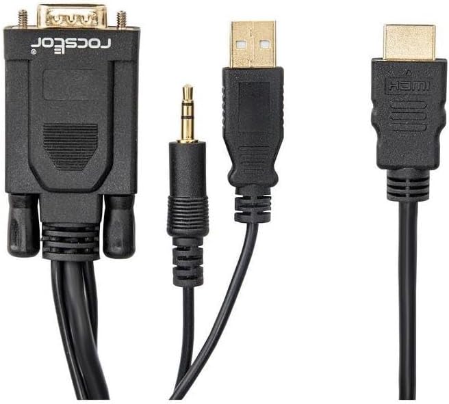 Rocstor Premium 6ft VGA to HDMI Converter Cable with Power and Audio Support M/M - Compatible with Computers, pc, Desktop