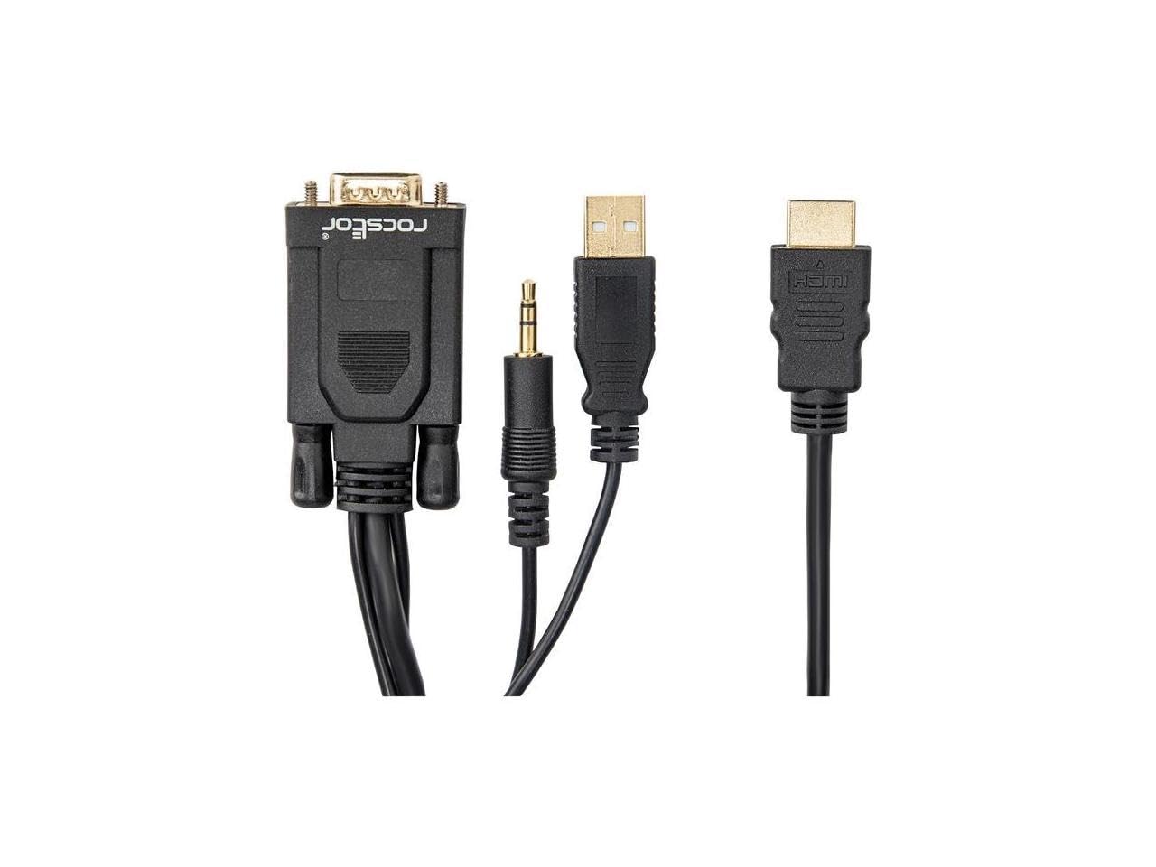 Rocstor Premium 6ft VGA to HDMI Converter Cable with Power and Audio Support M/M - Compatible with Computers, pc, Desktop
