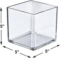 Azar Displays Deluxe Clear Crystal Styrene Cube Bins, Pack of 4