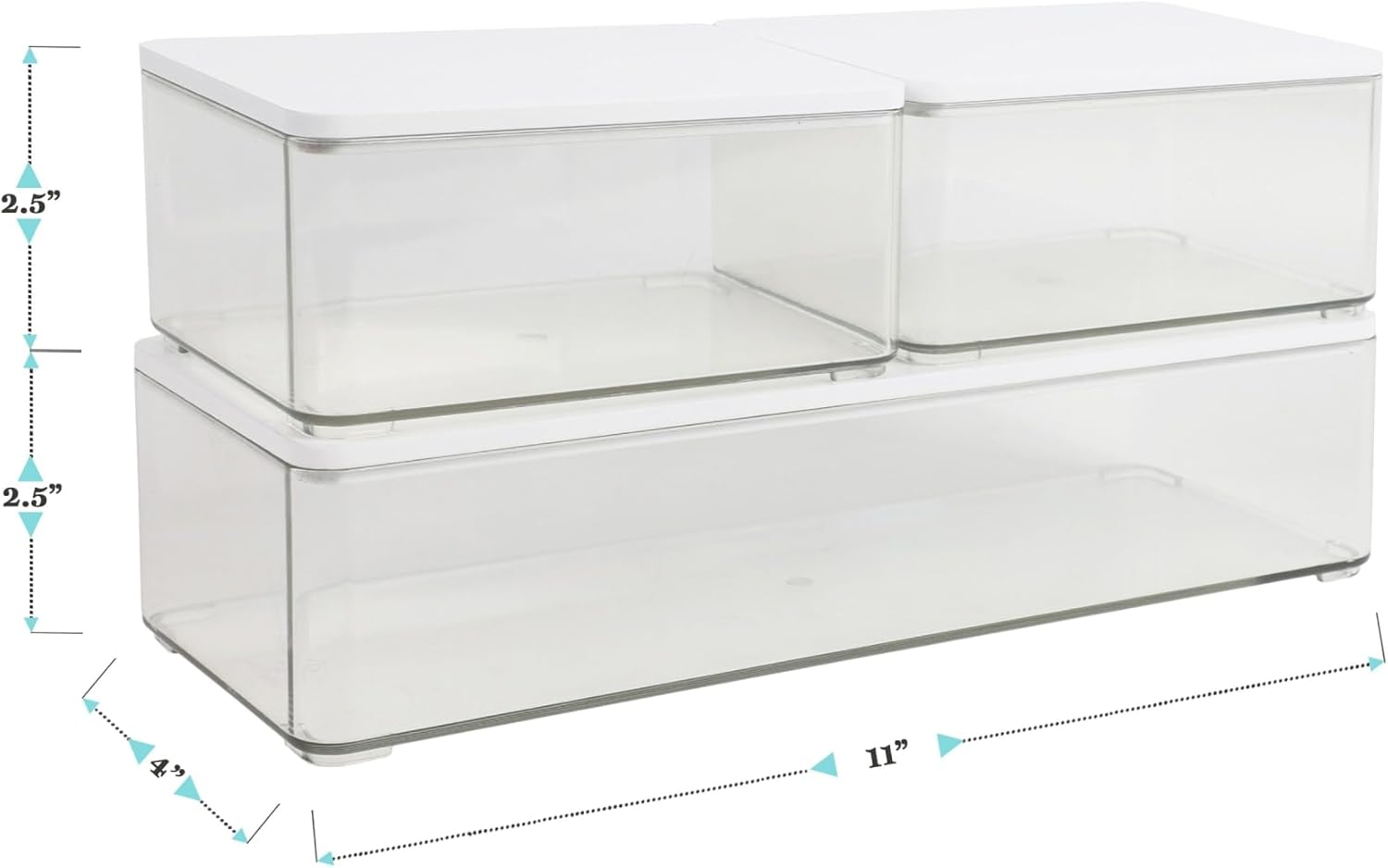 Martha Stewart Grady Stackable Plastic Storage Boxes with Lids, Set of 3