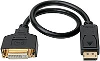 Tripp Lite DisplayPort to DVI Cable Adapter (M/F), DP to DVI Adapter, 1080p @ 60 Hz, Black, 1 Ft. (P134-001-GC)