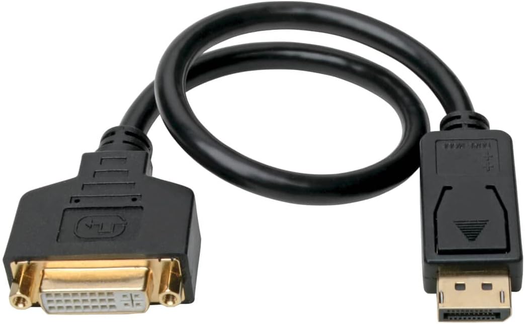 Tripp Lite DisplayPort to DVI Cable Adapter (M/F), DP to DVI Adapter, 1080p @ 60 Hz, Black, 1 Ft. (P134-001-GC)