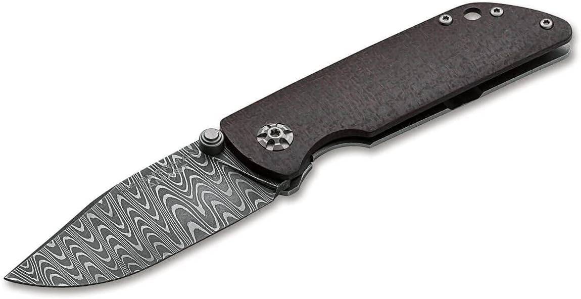 Böker Manukaftur Solingen M4 Sherman Damascus - Folding Collector's Pocket Knife Crafted from Recovered M4 Tank Materials
