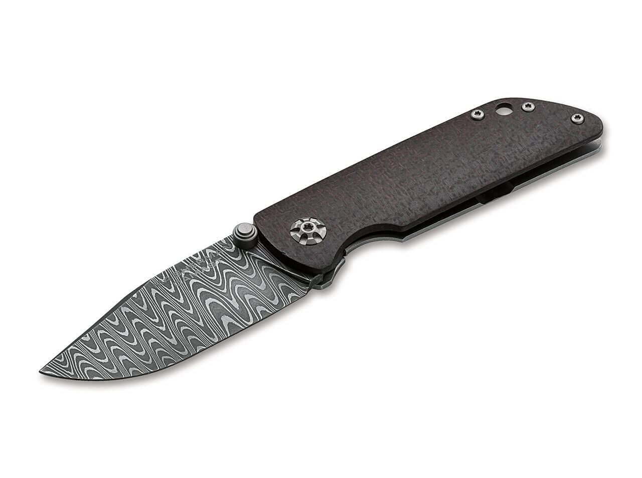 Böker Manukaftur Solingen M4 Sherman Damascus - Folding Collector's Pocket Knife Crafted from Recovered M4 Tank Materials