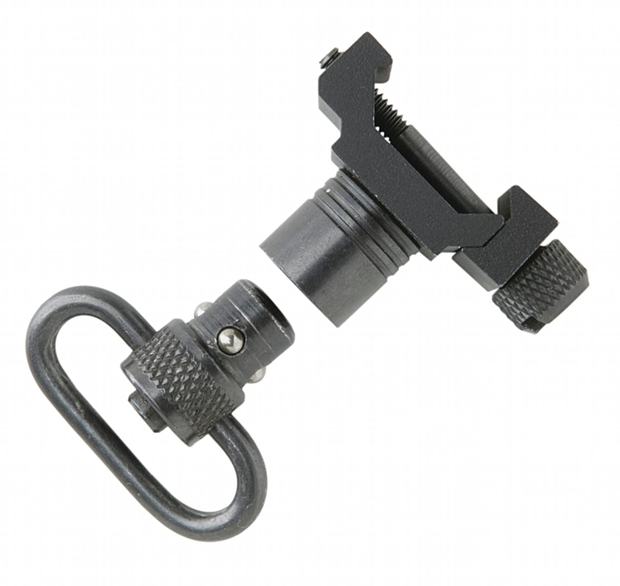 Uncle Mike's Push Button Swivel Picatinny Attachment, 1-Inch Loop, Black