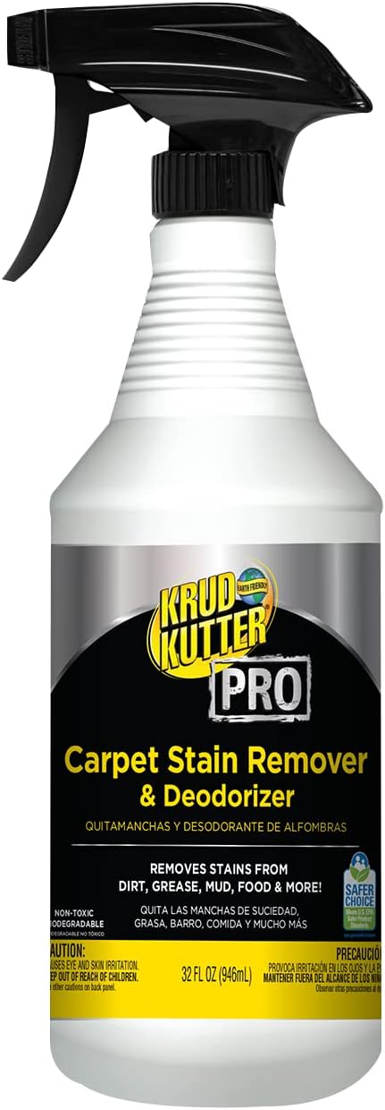 Krud Kutter Pro Carpet Stain Remover & Deodorizer, 32 oz - Lemon (Pack of 6)