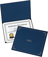 Oxford Linen-finish Certificate Holders - Letter - 8 1/2in x 11in Sheet Size - Linen - Dark Blue - 5 / Pack