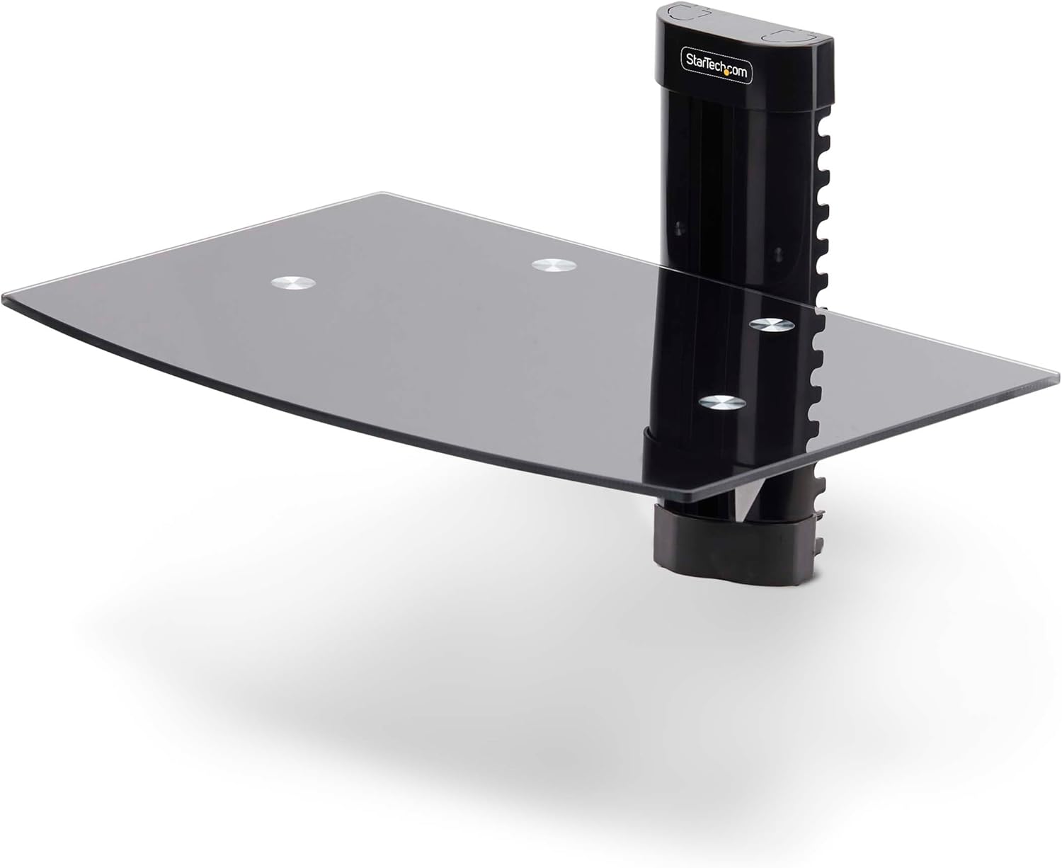 StarTech.com Floating Wall-Mounted AV Shelf, 5mm Black Tempered Glass, Adjustable Height