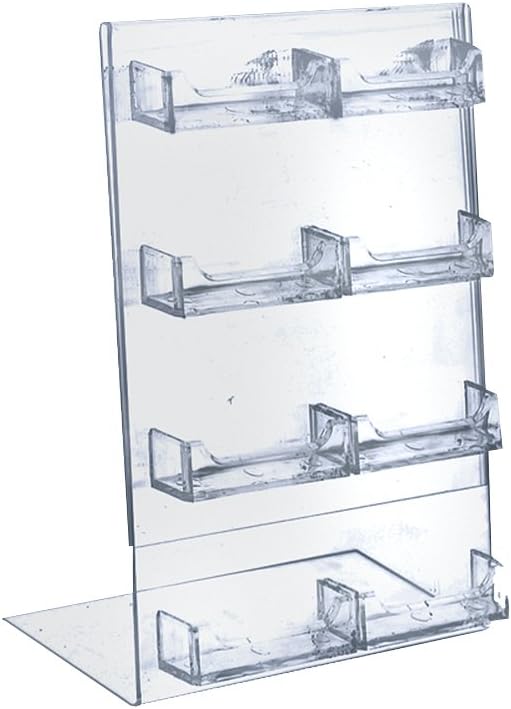 Azar Displays L-Shape Sign Holder with Attached Pockets, Clear Acrylic Countertop Display