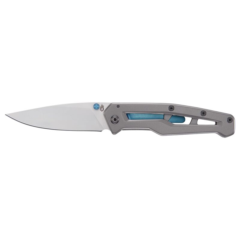 Gerber Gear Paralite Folding Pocket Knife, Lightweight Steel Construction with Pocket Clip, Plain Edge Blade, EDC Gear, Blue Modern