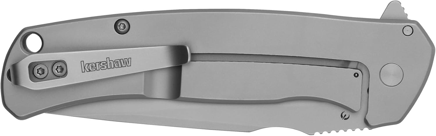 Kershaw Scour Folding Pocket Knife, 3.3 inch 8Cr13Mov Silver Blade, Stainless Steel Handle, Frame Lock, Pocketclip
