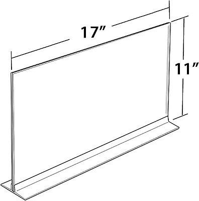 Azar Displays Acrylic T-Strip Horizontal Sign Holders, 11in x 17in, Clear, Pack Of 10 Sign Holders