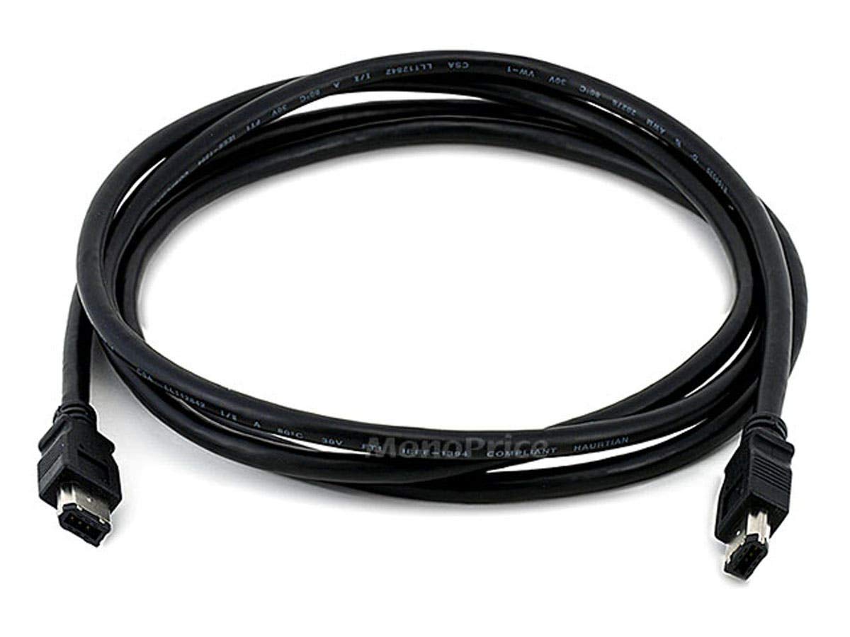 Monoprice 6-Feet IEEE-1394 FireWire iLink DV Cable 6P-6P M/M, Black (100031) 6 Feet Black