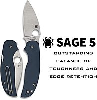 Spyderco Sage 5 Folding Pocket Knife with 3 Inch CPM SPY27 Steel Blade and Cobalt Blue G-10 Handle - PlainEdge - C123GPCBL