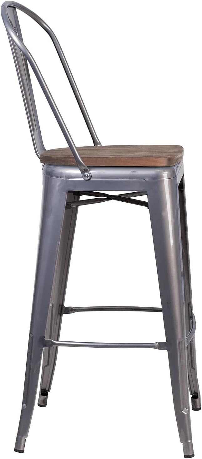 Flash Furniture Commercial Grade 30" High Black Metal Indoor-Outdoor Barstool with Removable Back Black Set of 1