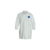 DUPONT TY211SWHLG003000 Lab Coat, Snap Front, White, L, PK30