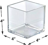 Azar Displays Deluxe Clear Crystal Styrene Cube Bins, Pack of 4