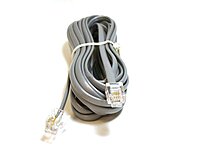 Monoprice Landline Telephone Cable - RJ11 (6P4C) Straight, Flat, Silver Satin