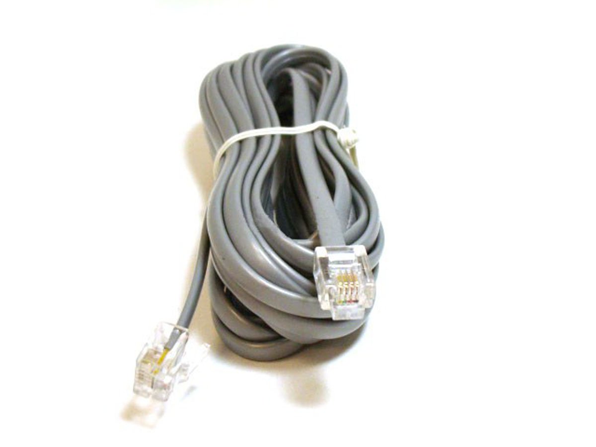 Monoprice Landline Telephone Cable - RJ11 (6P4C) Straight, Flat, Silver Satin