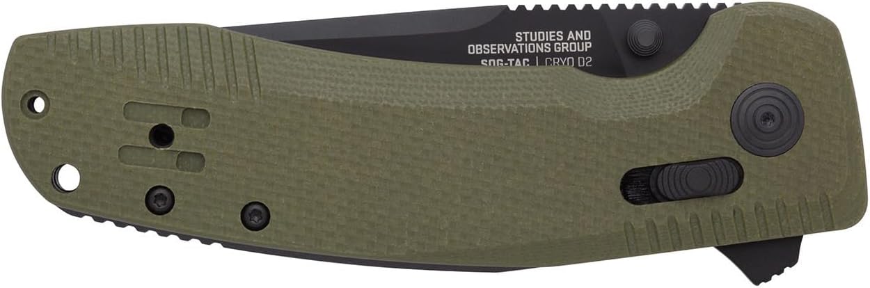 SOG TAC XR Professional Folding Knife | D2 Tool Steel & Ultra-Grip G10