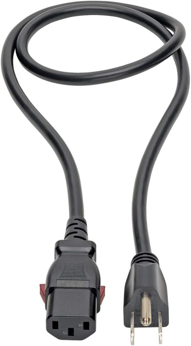 TRIPP LITE NEMA 5-15P to Locking C13 Power Cord, 18 AWG 10A/125V