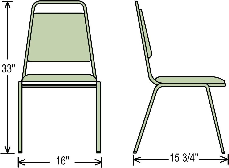 National Public Seating 9110-B 9100 Series Value Stacking Chair - Set of 4 - Black Frame/Black Vinyl