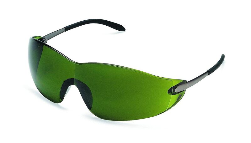 MCR Safety S21130 Blackjack Safety Glasses with Chrome Metal Temple and Green 3.0 Lens