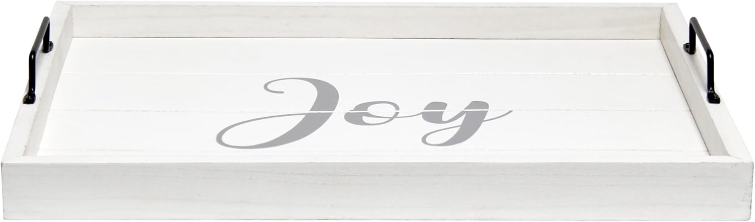 Elegant Designs Decorative Wood Serving Tray w/Handles