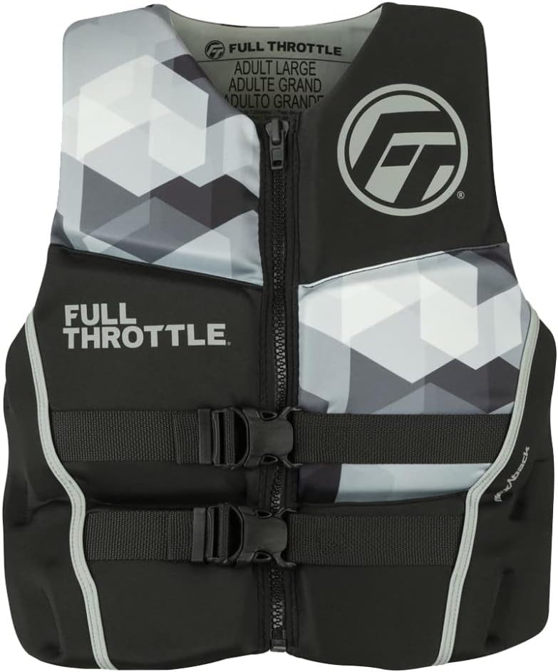 Full Throttle Men's Rapid-Dry Flex-Back Life Jacket - XL - Black/Grey