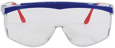 MCR Safety TK130 Tomahawk Safety Glasses with Clear Scratch-Resistant Lens and Colored Frame, Standard, Red/White/Blue