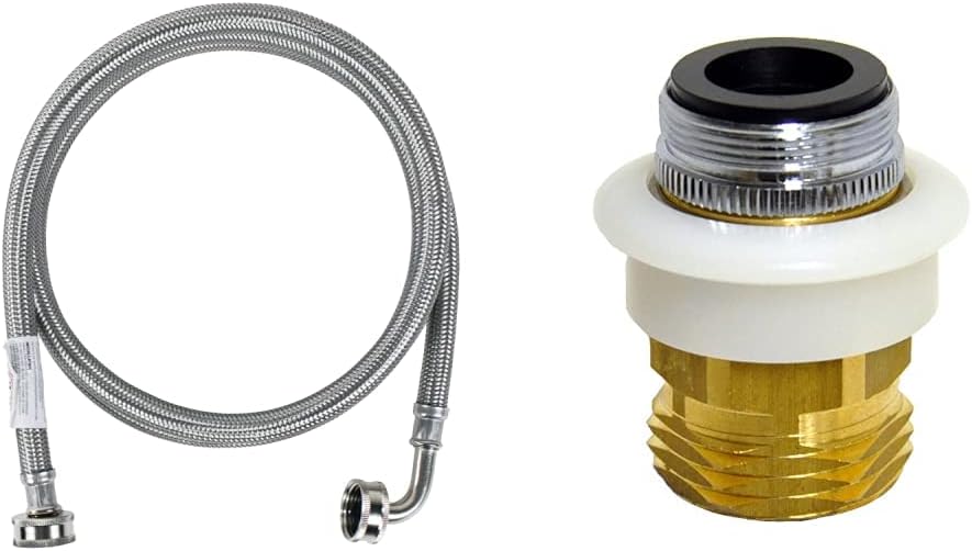Certified Appliance Accessories Washing Machine Hose, 6 Feet, PVC Core with Premium Braided Stainless Steel, silver/pewter