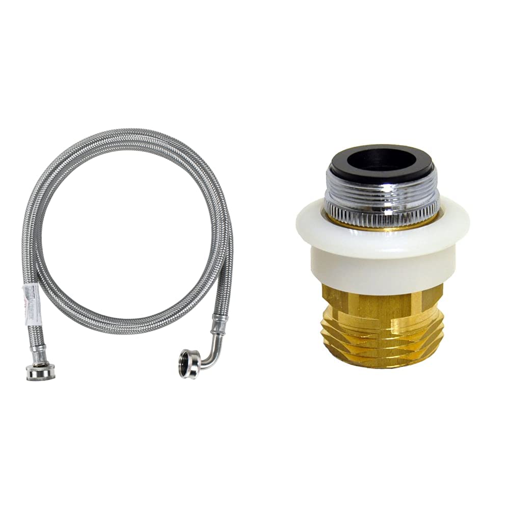 Certified Appliance Accessories Washing Machine Hose, 6 Feet, PVC Core with Premium Braided Stainless Steel, silver/pewter