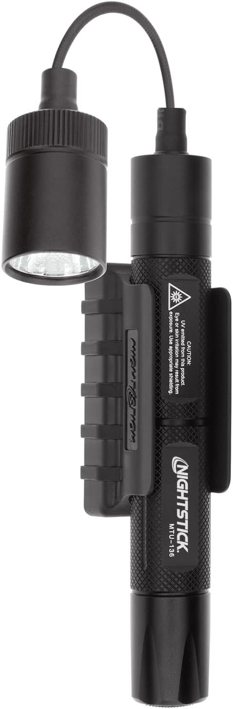 Nightstick MTU-136 Mini-TAC Gooseneck UV Flashlight with 2 AA, Black