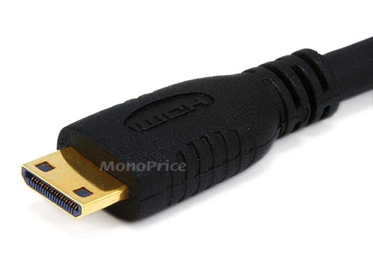 Monoprice 6ft 30AWG High Speed HDMI Cable - HDMI Connector to HDMI Mini Connector - Black 6 Feet HDMI Cable