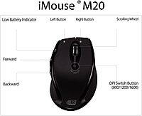 iMouse M20B - Wireless Ergonomic Optical Mouse, Black