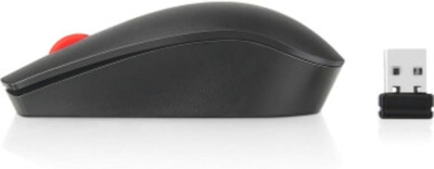 Lenovo ThinkPad Essential Wireless Mouse - Optical - Wireless - Radio Frequency - 2.40 GHz - Black - USB - Symmetrical