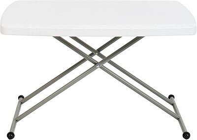 Flash Furniture Elon Folding Table - Granite White - Height Adjustable - 30 Inch - TV Tray - Commercial Grade Laptop Table 30"