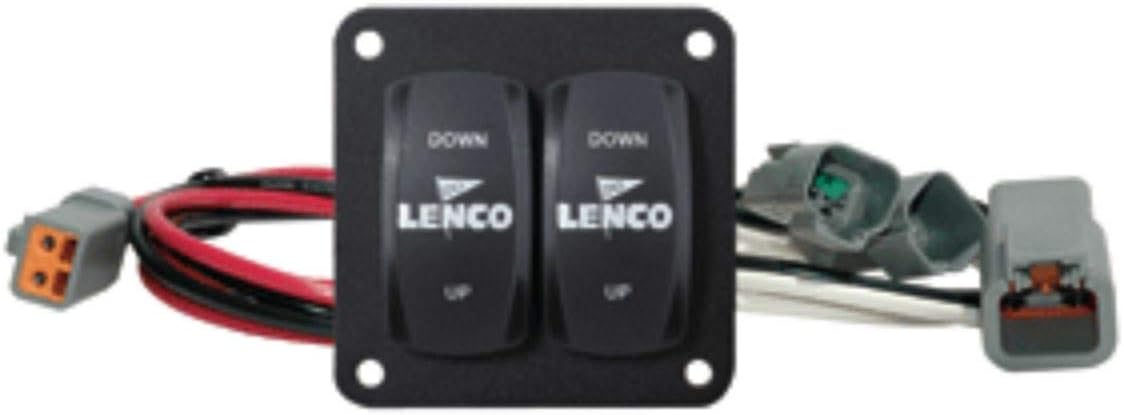 LENCO MARINE Trim Tab Switch Kit, Double Rocker, 2-Position, Hinge Lever Actuator, Black, Manual Operation