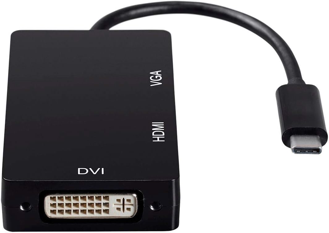 Monoprice USB Type-C to 4K HDMI, Single Link DVI, and VGA Passive Adapter,6in Cable Length, Black - Consul Series
