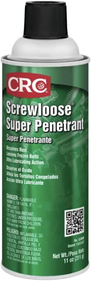 CRC Screwloose Super Penetrant 03060 – 11 WT OZ, Plastic Safe Aerosol for Corroded Fasteners