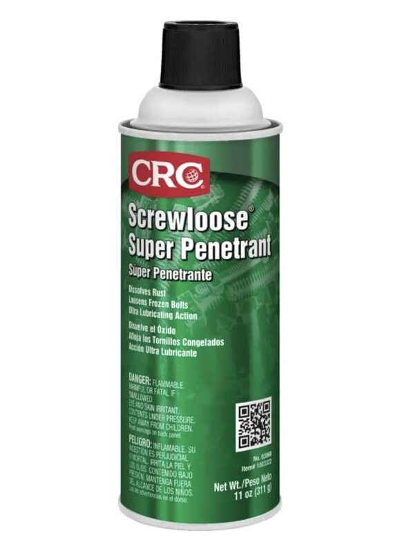 CRC Screwloose Super Penetrant 03060 – 11 WT OZ, Plastic Safe Aerosol for Corroded Fasteners, Seized Mechanical Components Pack of 1 1 Pack
