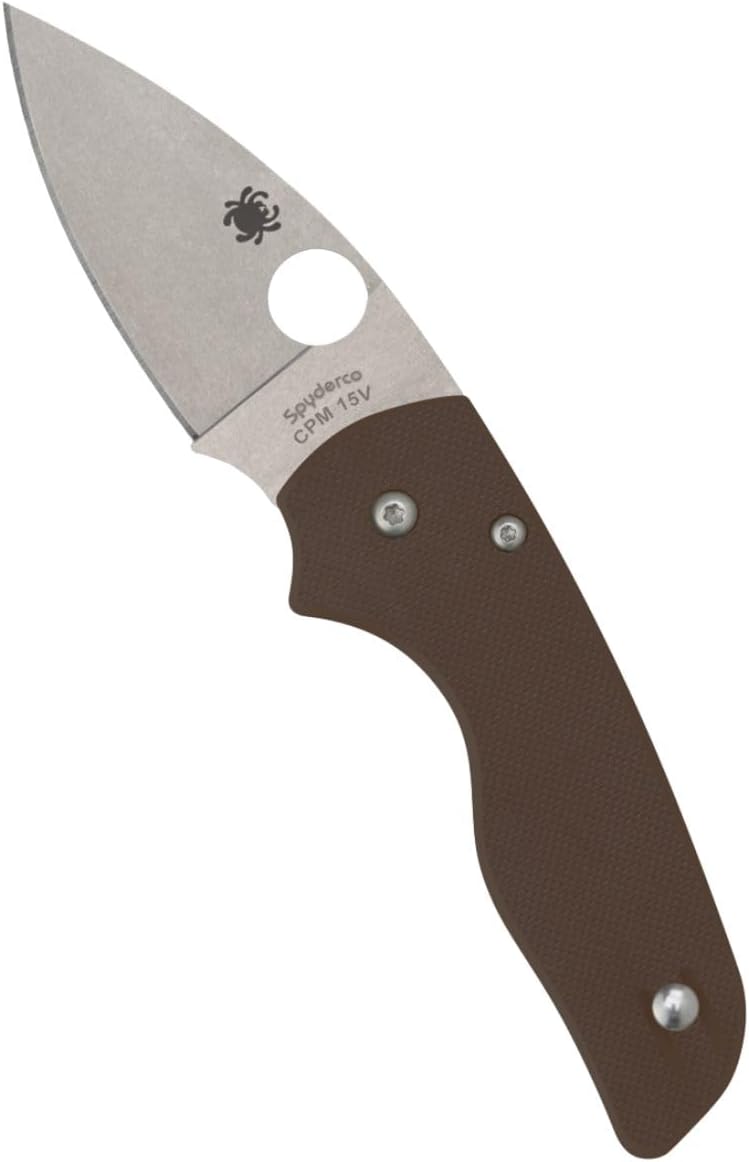 Spyderco Lil'Native Folding Pocket Knife - Sprint Run CPM 15V Steel Blade with G-10 Handle - Brown, PlainEdge - C230GPBN15V