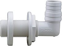 Attwood 3879-3 90° White Plastic Thru-Hull Connector - 1-1/8" I.D.