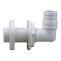 Attwood 3879-3 90° White Plastic Thru-Hull Connector - 1-1/8" I.D.