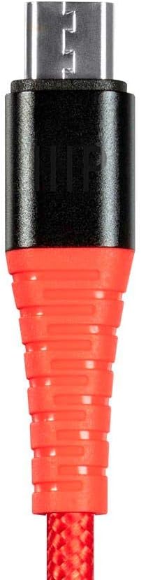 Monoprice USB 2.0 Micro Type-B to Type-A Charge & Sync Cable - Nylon-Braid, 3 Feet, Red - AtlasFlex Series