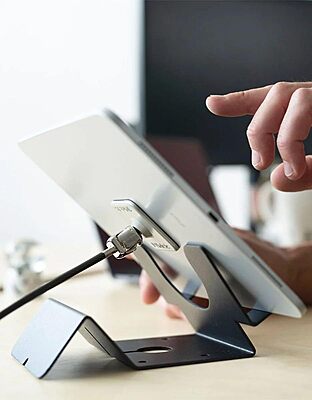 Universal Security Tablet Holder With Security Cable Lock and Plate, Black (CL12UTHBB)