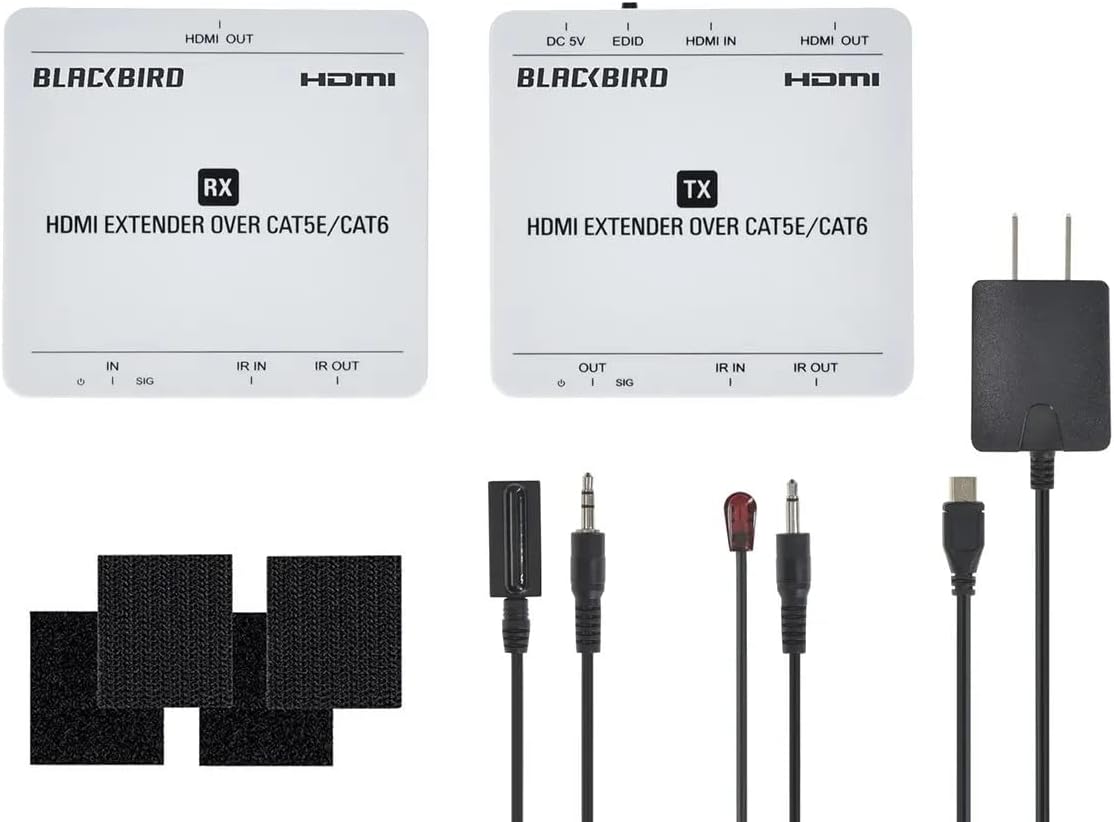 Monoprice 4K HDMI Extender Over Ethernet - CAT5e/6/7, 70 Meters (229 Feet) Power Over Cable (PoC) HDMI Loop Out, Smart EDID