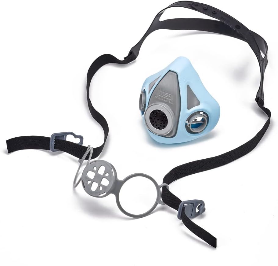 MSA Advantage 900 Elastomeric Half-Mask Respirator - Filters Exhaled Breath, Rear Clasp and Drop-Down Head Harness. Large